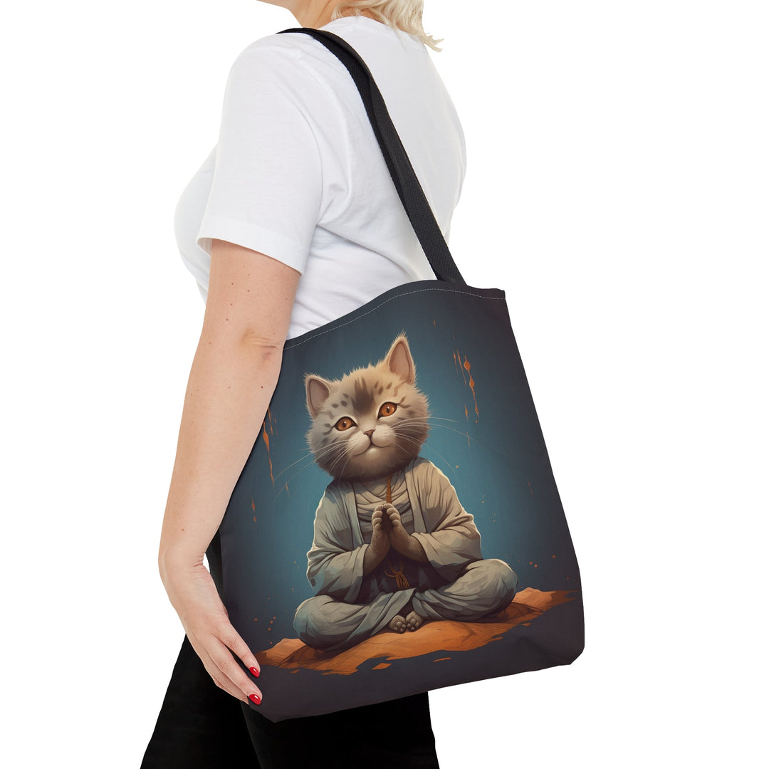 Meditation Cat Tote Bag Blue Small Medium Large MADEE'S EXCLUSIVES - Madee's Boutique Bags Printify Accessories aesthetic tote bagAll Over PrintSmall