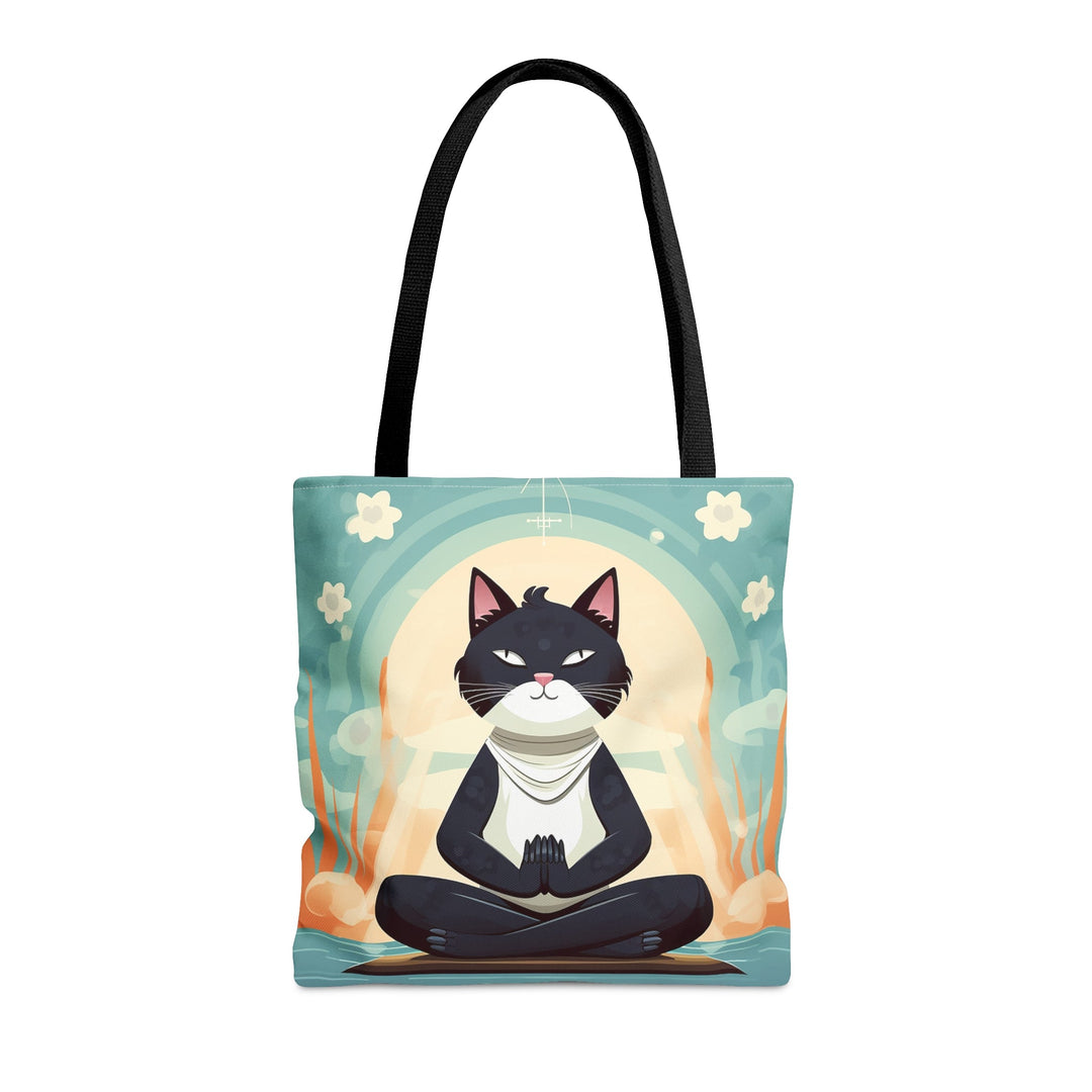 Meditation Cat Tote Bag Light Blue Small Medium Large MADEE'S EXCLUSIVES - Madee's Boutique Bags Printify Accessories aesthetic tote bagAll Over PrintMedium