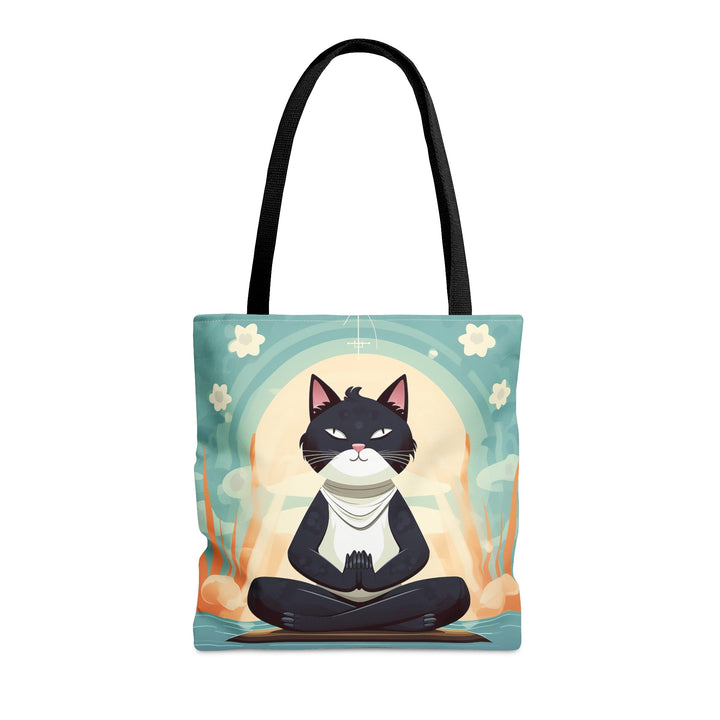 Meditation Cat Tote Bag Light Blue Small Medium Large MADEE'S EXCLUSIVES - Madee's Boutique Bags Printify Accessories aesthetic tote bagAll Over PrintMedium