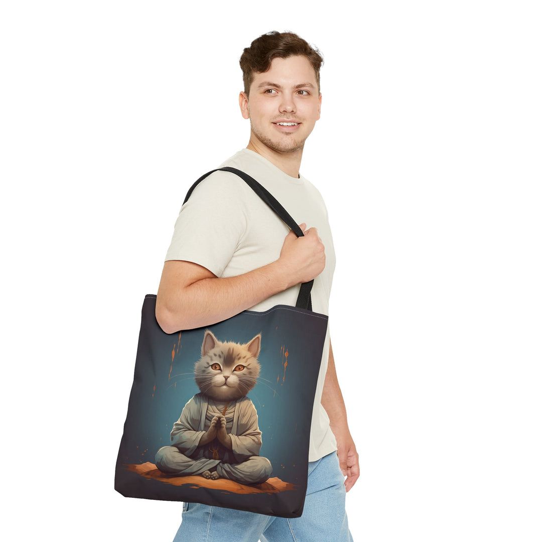 Meditation Cat Tote Bag Blue Small Medium Large MADEE'S EXCLUSIVES - Madee's Boutique Bags Printify Accessories aesthetic tote bagAll Over PrintSmall