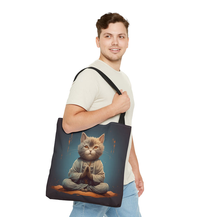 Meditation Cat Tote Bag Blue Small Medium Large MADEE'S EXCLUSIVES - Madee's Boutique Bags Printify Accessories aesthetic tote bagAll Over PrintSmall
