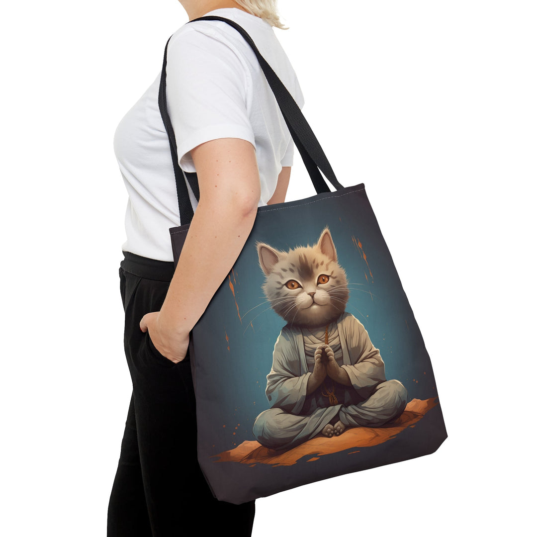 Meditation Cat Tote Bag Blue Small Medium Large MADEE'S EXCLUSIVES - Madee's Boutique Bags Printify Accessories aesthetic tote bagAll Over PrintMedium