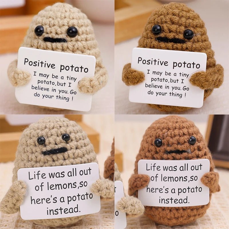 Positive Energy Potato Hug Pocket Mini Handmade Plush Wool Knitting Doll - Madee's Boutique Madee's Boutique DS A - (I may be a tiny ... your thing!) Khaki - 1PC