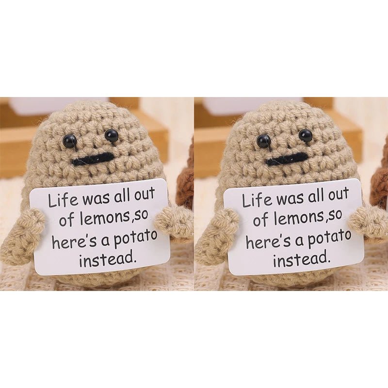 Positive Energy Potato Hug Pocket Mini Handmade Plush Wool Knitting Doll - Madee's Boutique Madee's Boutique DS B - (Life was all out...potato instead.) Khaki - 2PCS