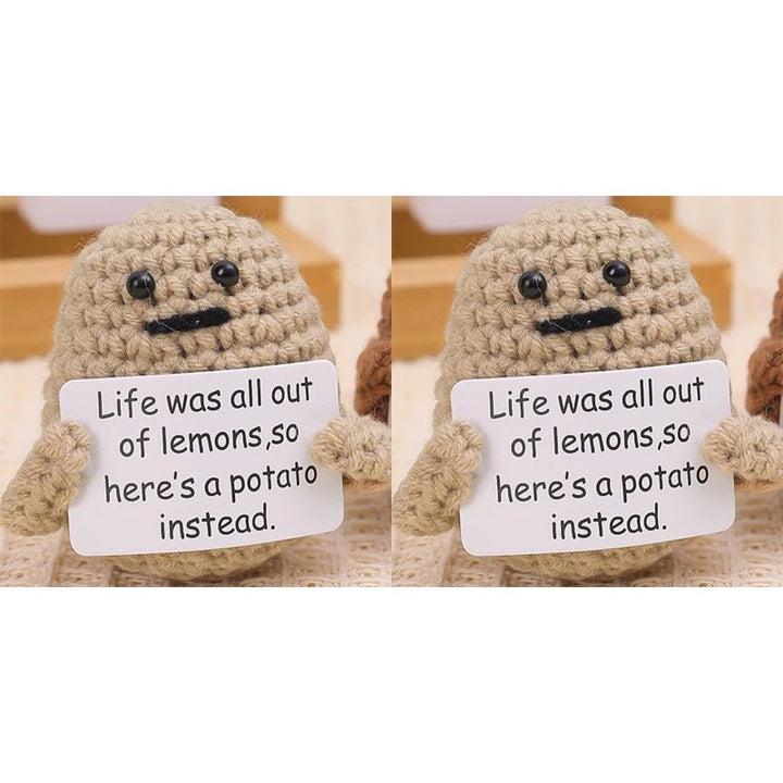 Positive Energy Potato Hug Pocket Mini Handmade Plush Wool Knitting Doll - Madee's Boutique Madee's Boutique DS B - (Life was all out...potato instead.) Khaki - 2PCS