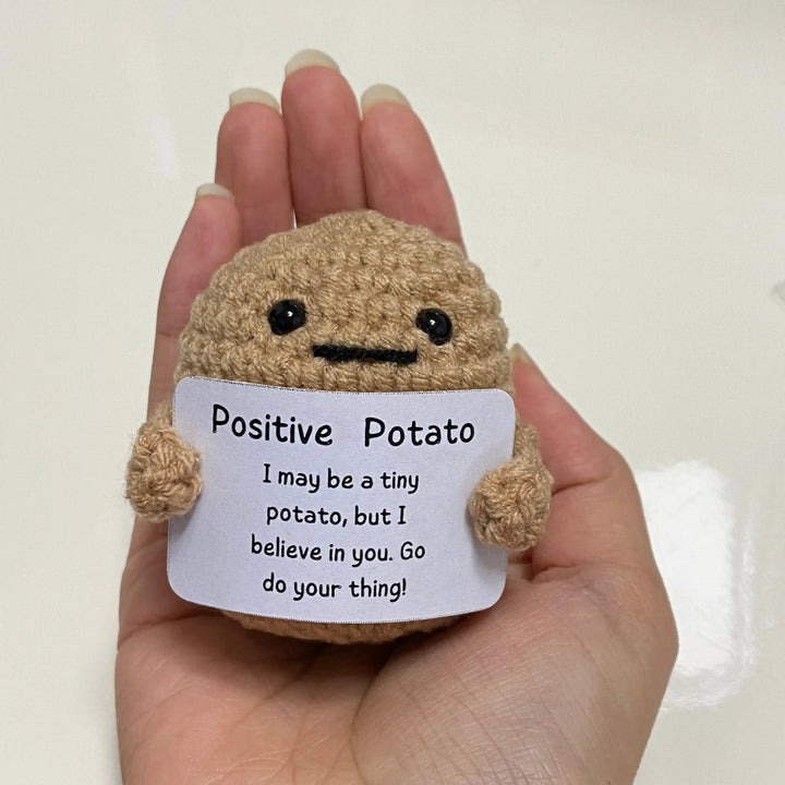 Positive Energy Potato Hug Pocket Mini Handmade Plush Wool Knitting Doll - Madee's Boutique Madee's Boutique DS AB - (I may be a tiny... your thing!)+(Life was all out...potato instead.) Dark Khaki - 2PCS