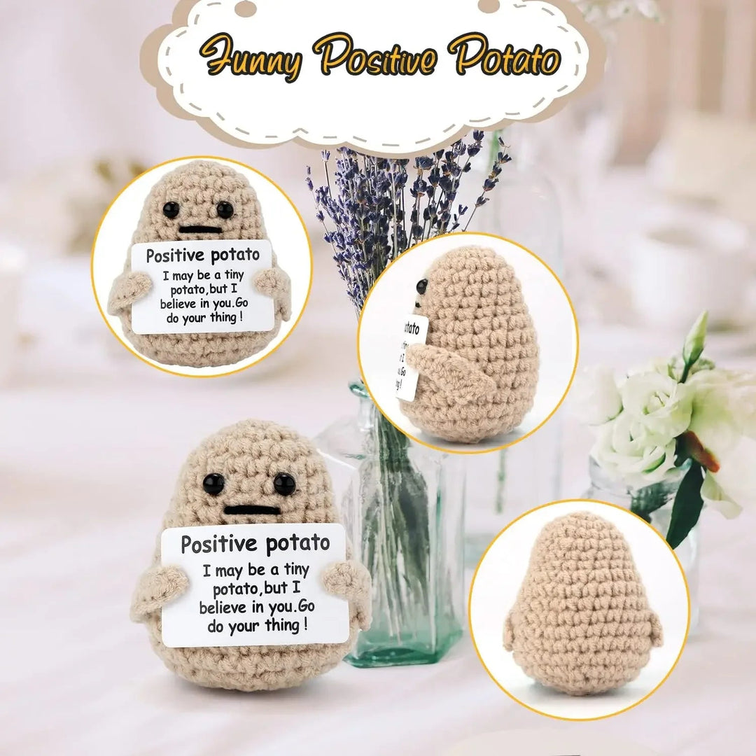 Positive Energy Potato Hug Pocket Mini Handmade Plush Wool Knitting Doll - Madee's Boutique Madee's Boutique DS A - (I may be a tiny ... your thing!) Khaki - 1PC