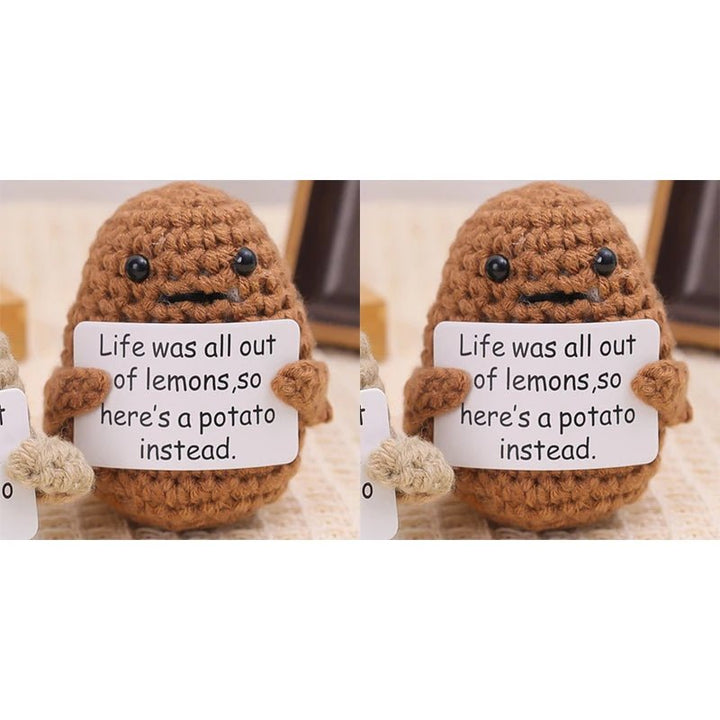Positive Energy Potato Hug Pocket Mini Handmade Plush Wool Knitting Doll - Madee's Boutique Madee's Boutique DS B - (Life was all out...potato instead.) Dark Khaki - 2PCS