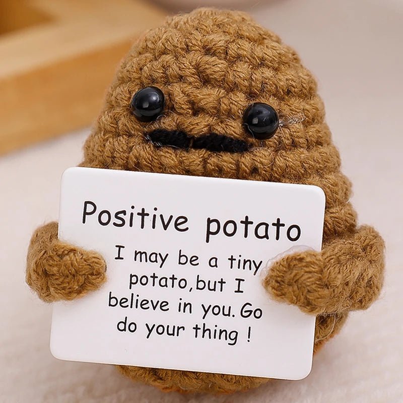 Positive Energy Potato Hug Pocket Mini Handmade Plush Wool Knitting Doll - Madee's Boutique Madee's Boutique DS A - (I may be a tiny ... your thing!) Dark Khaki - 1PC