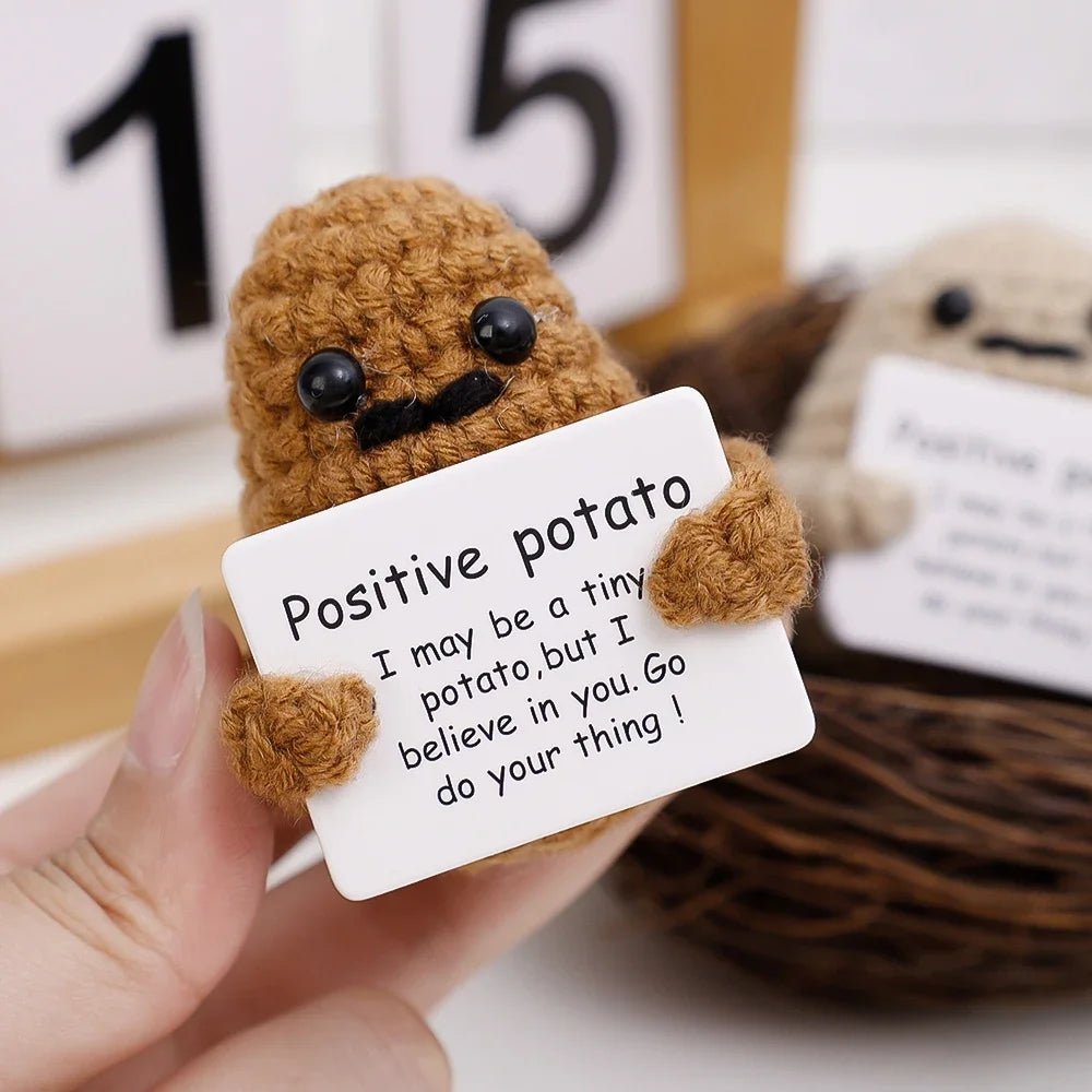 Positive Energy Potato Hug Pocket Mini Handmade Plush Wool Knitting Doll - Madee's Boutique Madee's Boutique DS A - (I may be a tiny ... your thing!) Khaki - 1PC