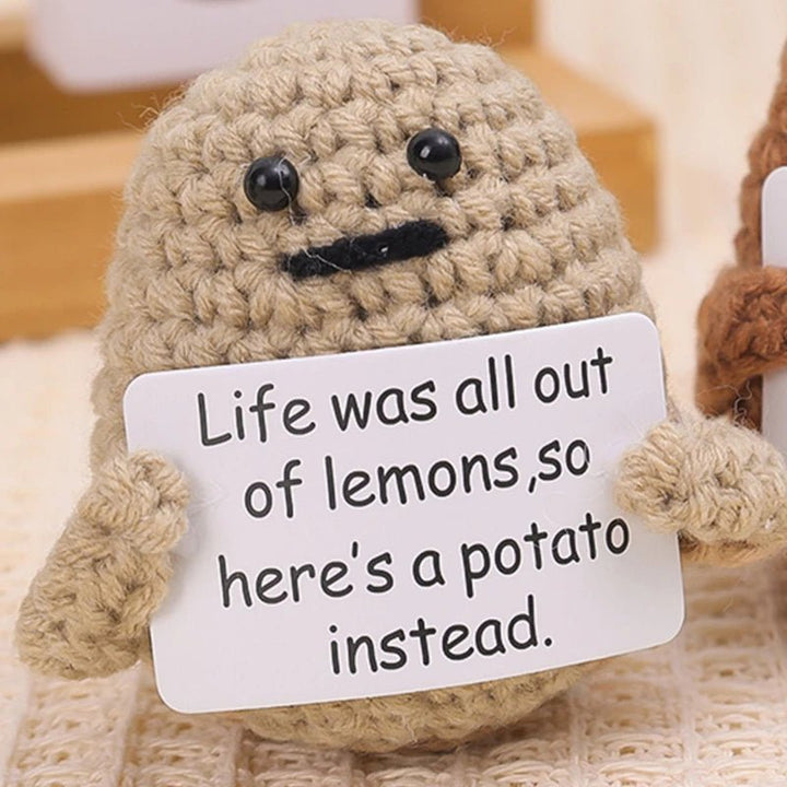 Positive Energy Potato Hug Pocket Mini Handmade Plush Wool Knitting Doll - Madee's Boutique Madee's Boutique DS B - (Life was all out...potato instead.) Khaki - 1PC