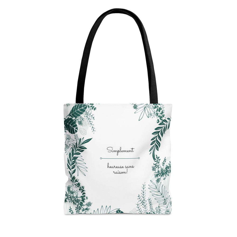 Positive Tote Bag "Simplement heureuse sans raison!" Small Medium Large - Madee's Boutique Bags Printify Accessories aesthetic tote bagAll Over PrintSmall