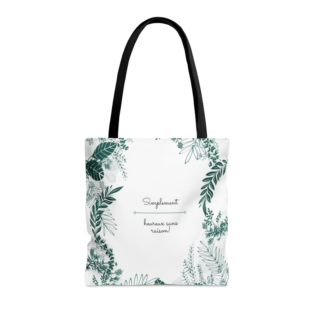 Positive Tote Bag "Simplement Heureux sans raison!" Small Medium Large - Madee's Boutique Bags Printify Accessories aesthetic tote bagAll Over PrintMedium