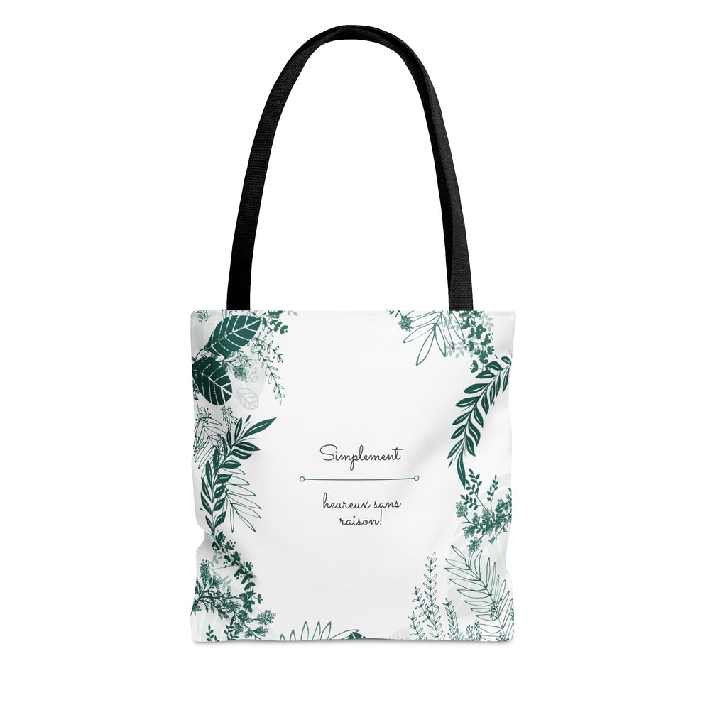 Positive Tote Bag "Simplement Heureux sans raison!" Small Medium Large - Madee's Boutique Bags Printify Accessories aesthetic tote bagAll Over PrintSmall