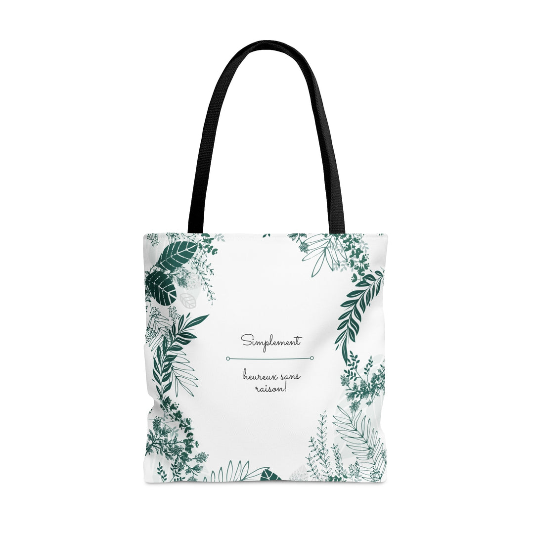 Positive Tote Bag "Simplement Heureux sans raison!" Small Medium Large - Madee's Boutique Bags Printify Accessories aesthetic tote bagAll Over PrintLarge