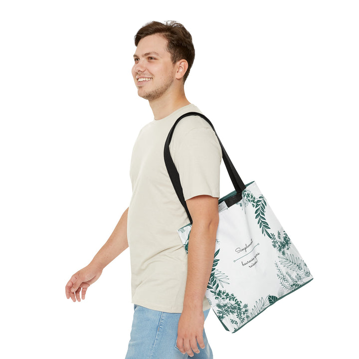 Positive Tote Bag "Simplement heureuse sans raison!" Small Medium Large - Madee's Boutique Bags Printify Accessories aesthetic tote bagAll Over PrintLarge