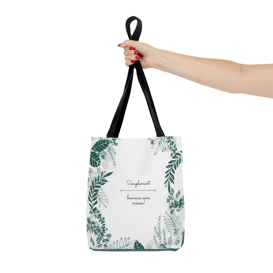 Positive Tote Bag "Simplement Heureux sans raison!" Small Medium Large - Madee's Boutique Bags Printify Accessories aesthetic tote bagAll Over PrintSmall