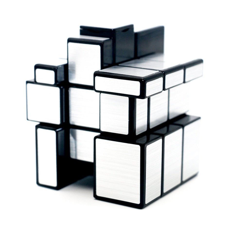 Rubik's Cube QiYi 3x3x3 Mirror Magic Cube puzzle Speed Magico Cube baby kids Toys with Gold Silver sticker stickers - Madee's Boutique Puzzles Madee's Boutique 100 by 100 cube 100 by 100 rubik's cube100000x100000x100000 rubik's cubeSilver
