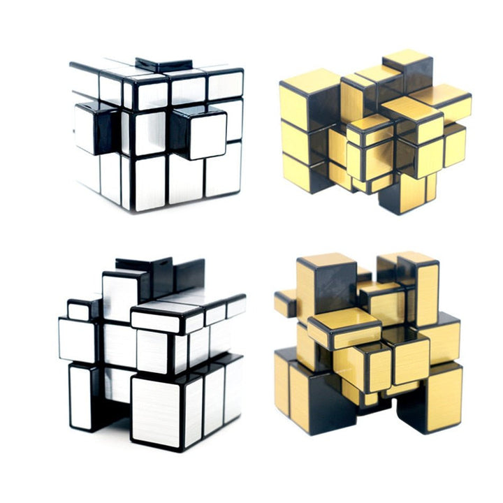 Rubik's Cube QiYi 3x3x3 Mirror Magic Cube puzzle Speed Magico Cube baby kids Toys with Gold Silver sticker stickers - Madee's Boutique Puzzles Madee's Boutique 100 by 100 cube 100 by 100 rubik's cube100000x100000x100000 rubik's cubeSilver