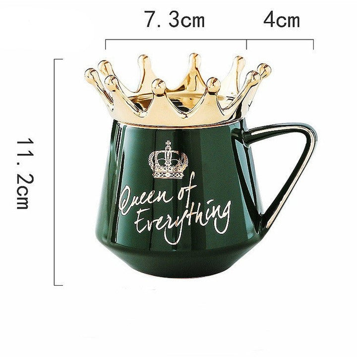 Queen of Everything Fashion Crown Ceramic Mug - Madee's Boutique Mugs Madee's Boutique anniversary gift ideas anniversary giftsanniversary gifts for herDark green400ML