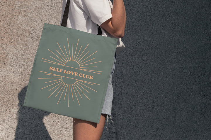 Grey Tote Bag Self Love Club Small Medium Large - Madee's Boutique Bags Printify Accessories aesthetic bagaesthetic gift bagSmall