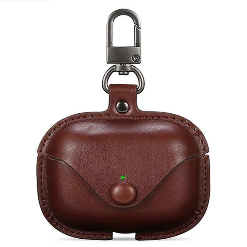 Solid Color Faux Leather Bluetooth Earphone Case - Madee's Boutique Air Pod Cases Madee's Boutique airpods case anniversary gift for husbandanniversary gift ideasDark BrownAirPods 2
