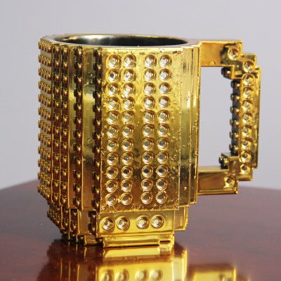 Unique LEGO Compatible Mug DIY Block Puzzle Mug - Madee's Boutique Mugs Madee's Boutique amazon lego coffee mug anniversary gift ideasanniversary giftsGold