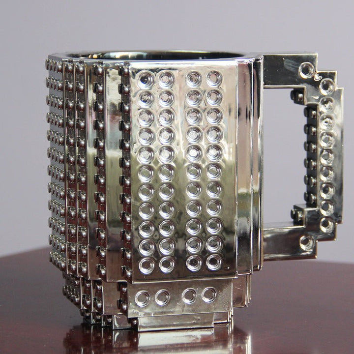 Unique LEGO Compatible Mug DIY Block Puzzle Mug - Madee's Boutique Mugs Madee's Boutique amazon lego coffee mug anniversary gift ideasanniversary giftsSilver