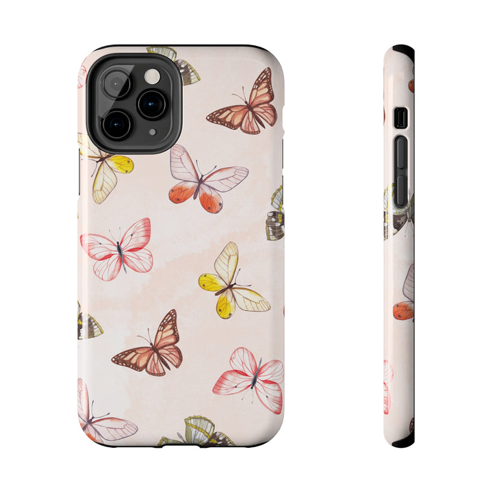 Pastel Pink Tough iPhone Cases with butterfly