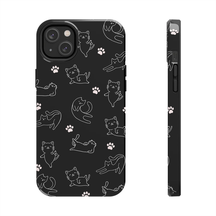 Yoga Cat Black and White Tough iPhone Cases