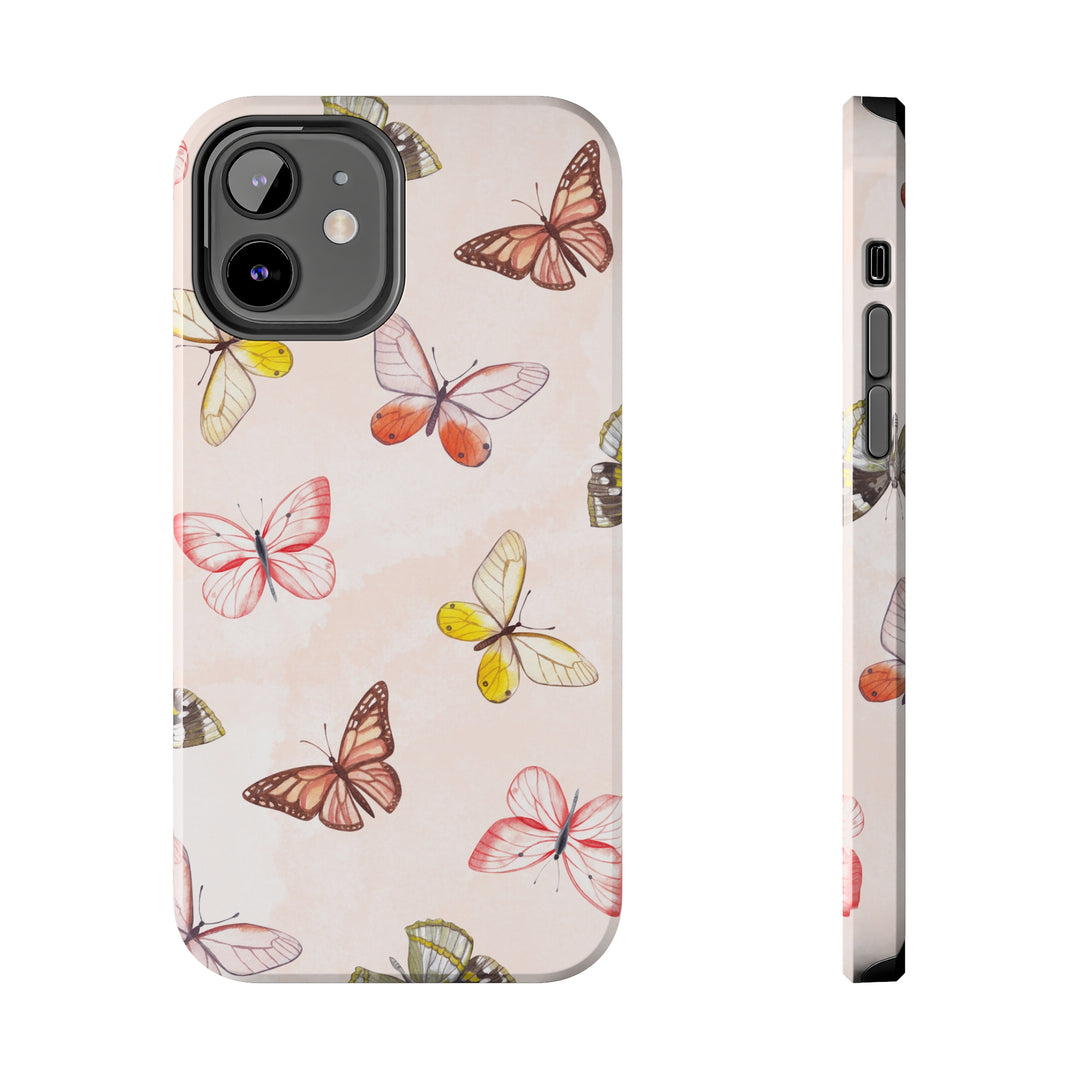 Pastel Pink Tough iPhone Cases with butterfly