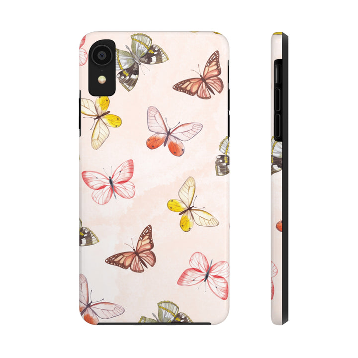 Pastel Pink Tough iPhone Cases with butterfly