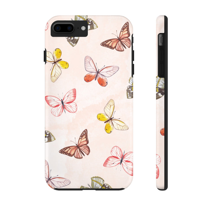 Pastel Pink Tough iPhone Cases with butterfly