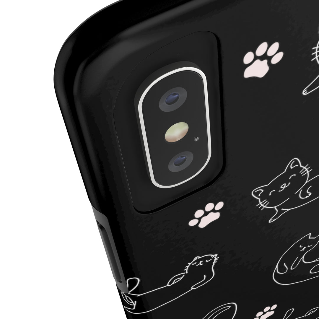 Yoga Cat Black and White Tough iPhone Cases