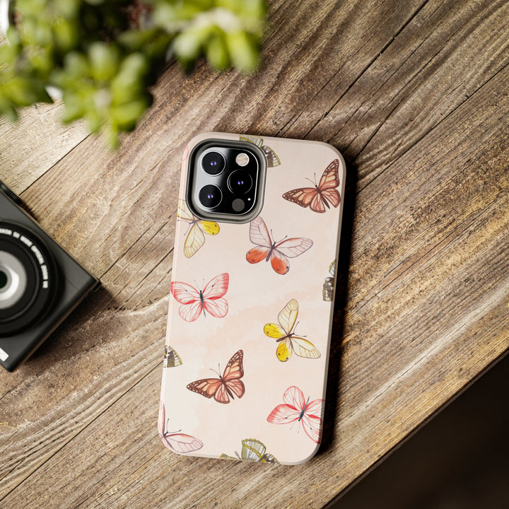 Pastel Pink Tough iPhone Cases with butterfly