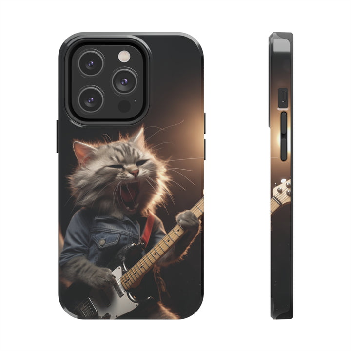 Cool Cat Playing Guitar Music Tough Phone Cases - Madee's Boutique Phone Case Print On Demand Partners Accessories Glossy