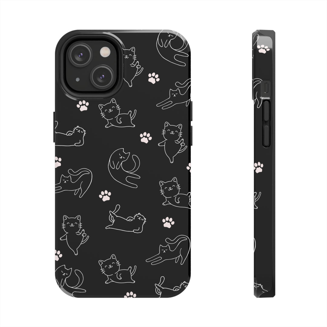 Yoga Cat Black and White Tough iPhone Cases