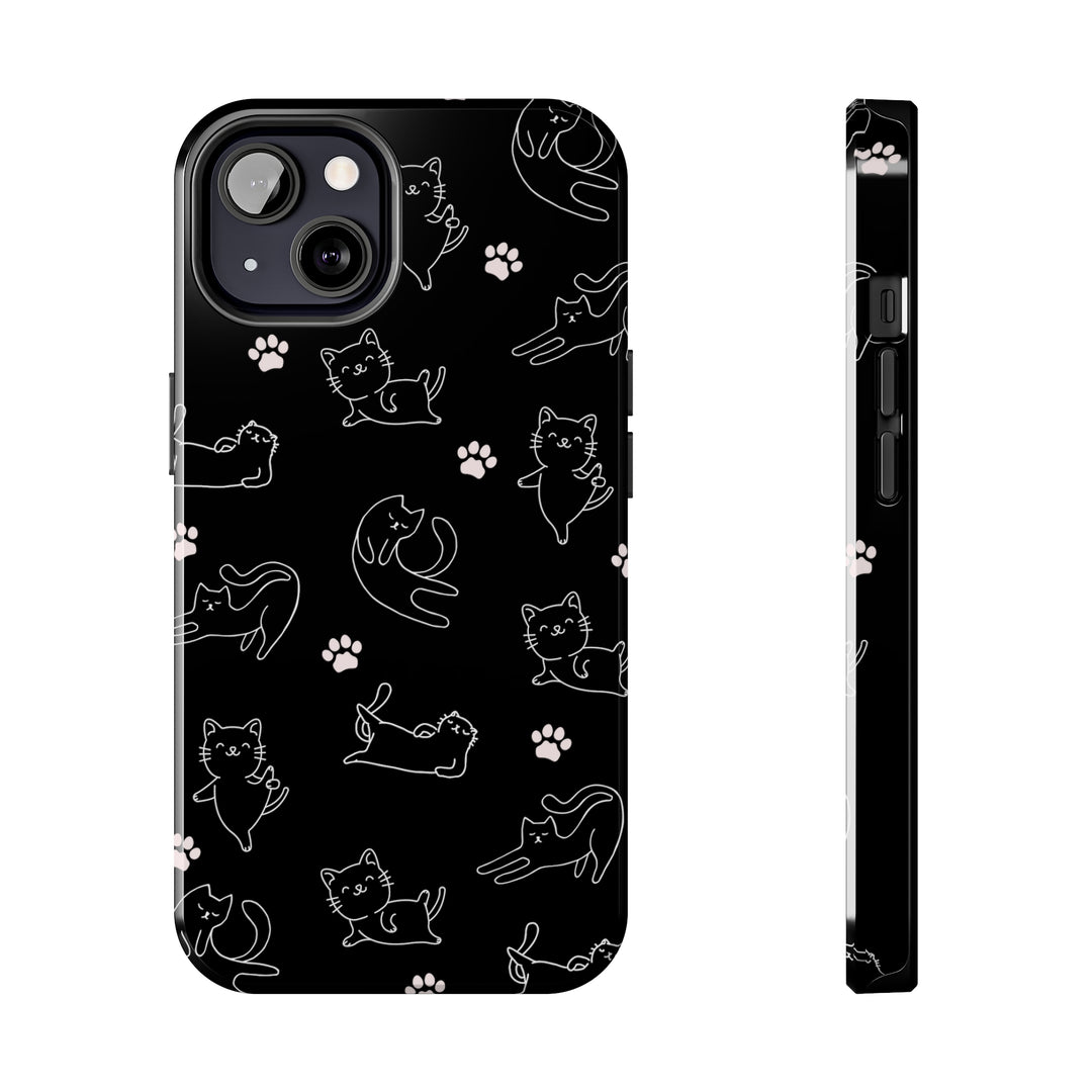 Yoga Cat Black and White Tough iPhone Cases