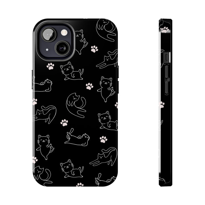 Yoga Cat Black and White Tough iPhone Cases