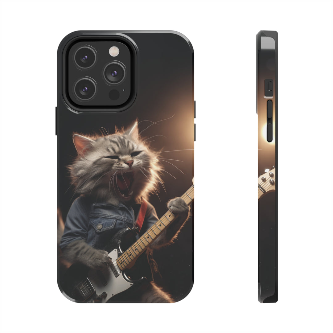 Cool Cat Playing Guitar Music Tough Phone Cases - Madee's Boutique Phone Case Print On Demand Partners Accessories Glossy