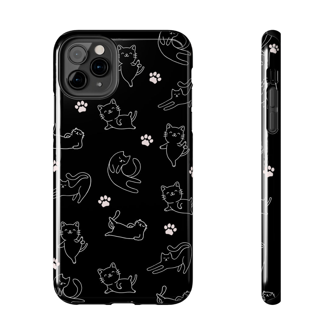 Yoga Cat Black and White Tough iPhone Cases