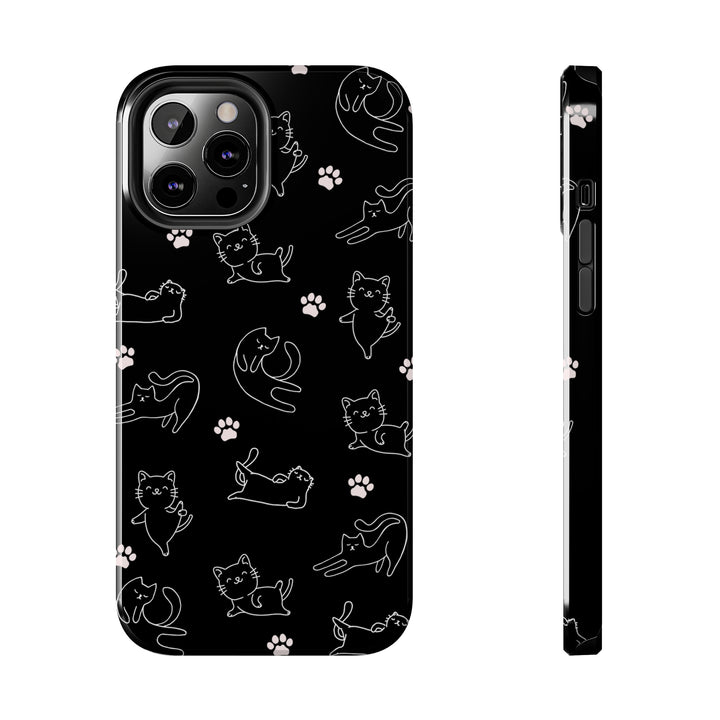 Yoga Cat Black and White Tough iPhone Cases