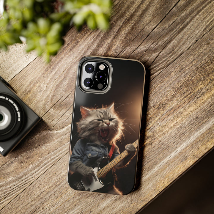 Cool Cat Playing Guitar Music Tough Phone Cases - Madee's Boutique Phone Case Print On Demand Partners Accessories Glossy