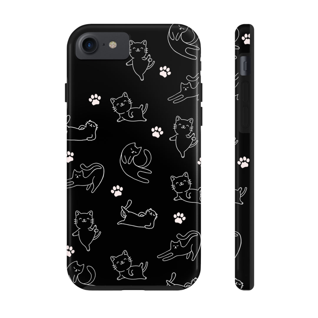 Yoga Cat Black and White Tough iPhone Cases