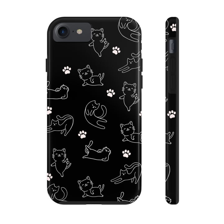 Yoga Cat Black and White Tough iPhone Cases