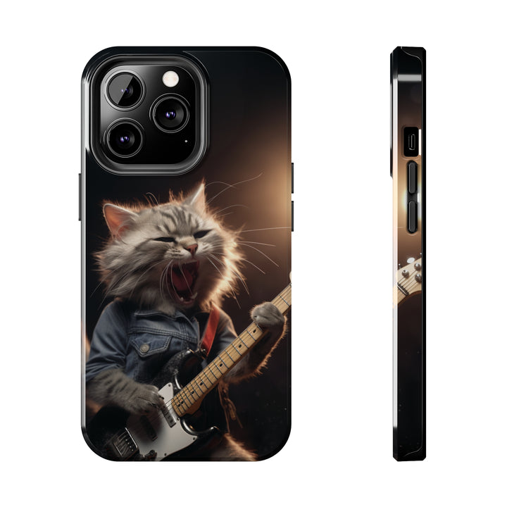 Cool Cat Playing Guitar Music Tough Phone Cases - Madee's Boutique Phone Case Print On Demand Partners Accessories Glossy