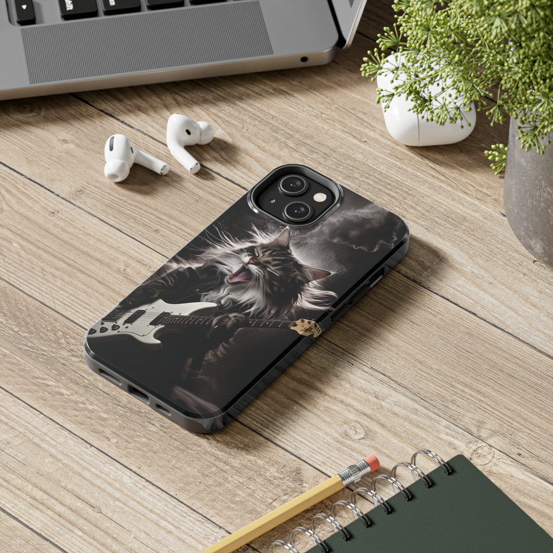 Cool Cat Playing Guitar Music Tough Phone Cases - Madee's Boutique Phone Case Print On Demand Partners Accessories Glossy