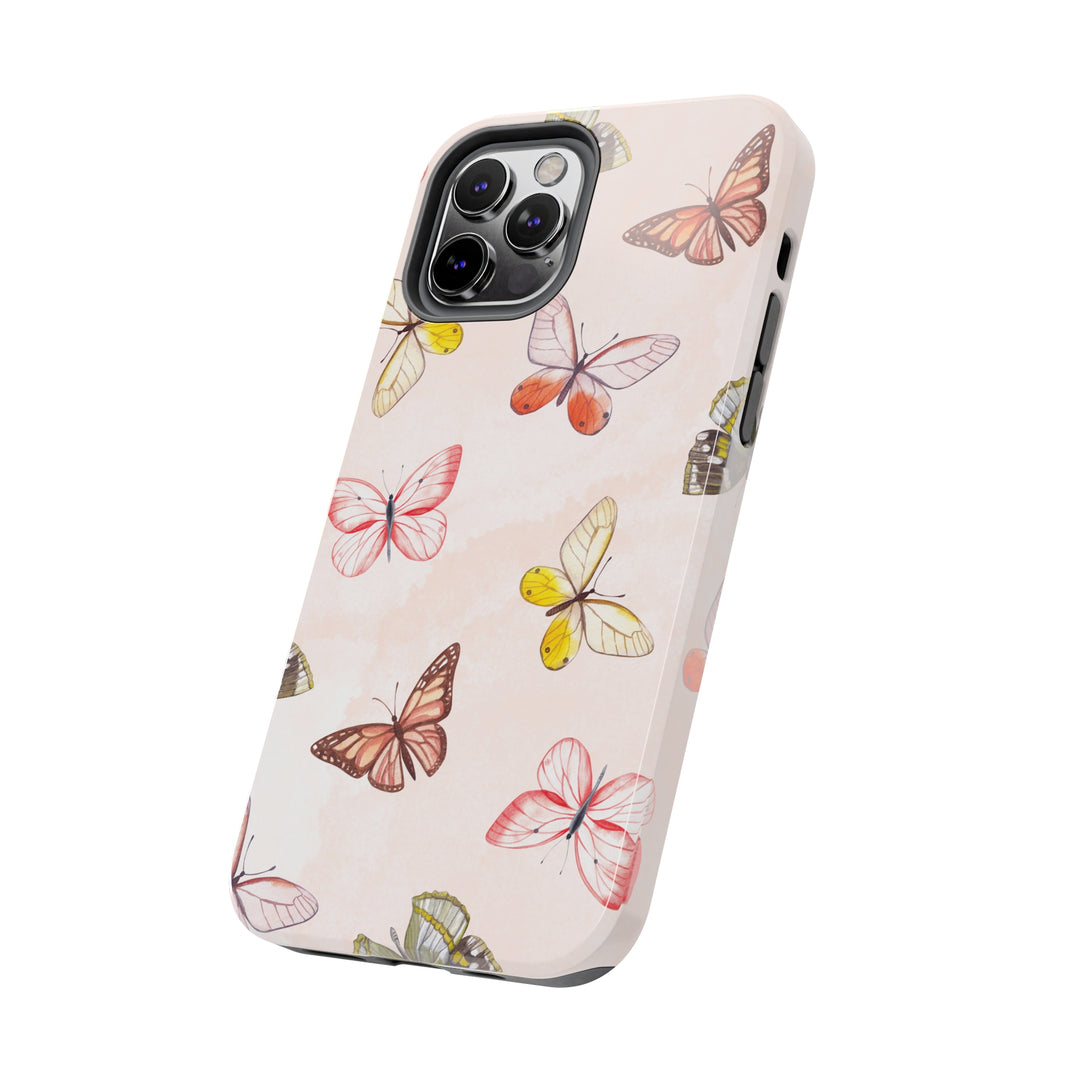 Pastel Pink Tough iPhone Cases with butterfly