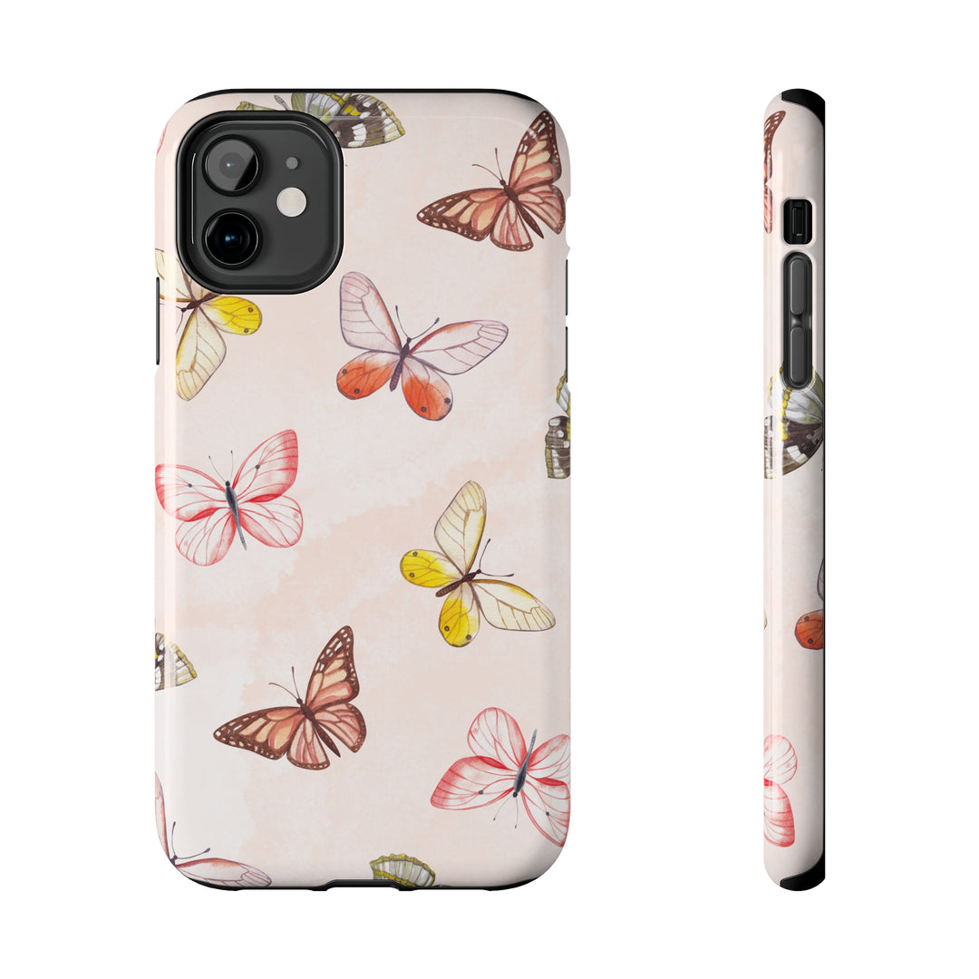 Pastel Pink Tough iPhone Cases with butterfly