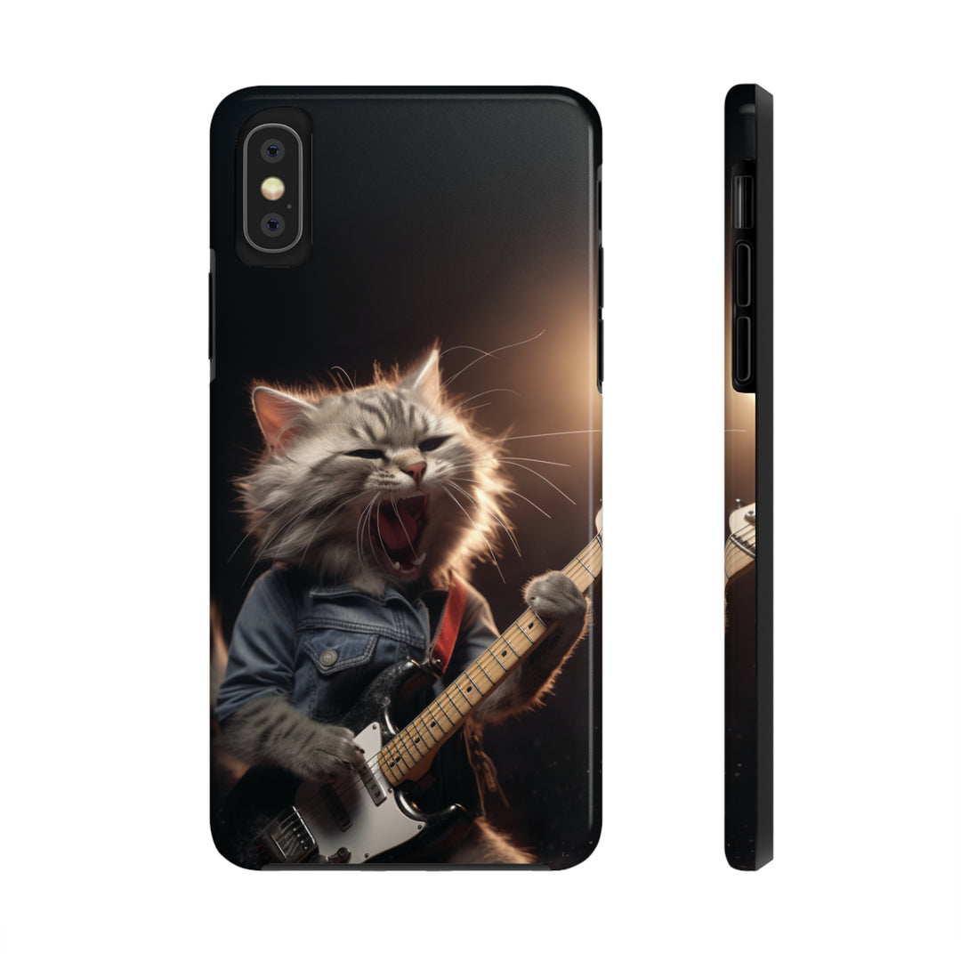 Cool Cat Playing Guitar Music Tough Phone Cases - Madee's Boutique Phone Case Print On Demand Partners Accessories Glossy